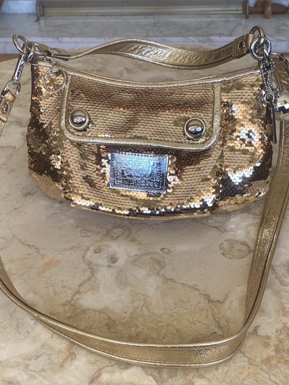 Coach X Poppy 2009  Limited Edition Signature Sufflette Glitter Handbag